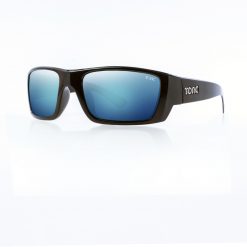 Tonic Eyeware Tonic Sunglasses Rise Shiny Blk Glass Mirror Blue G2 Slicelens