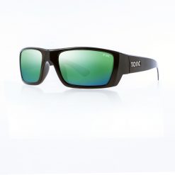 Tonic Eyeware Tonic Sunglasses Rise Shiny Blk Glass Mirror Green G2 Slicelens