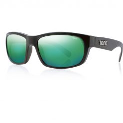 Tonic Eyeware Tonic Sunglasses Torquay Shiny Blk Glass Mirror Green G2 Slicelens