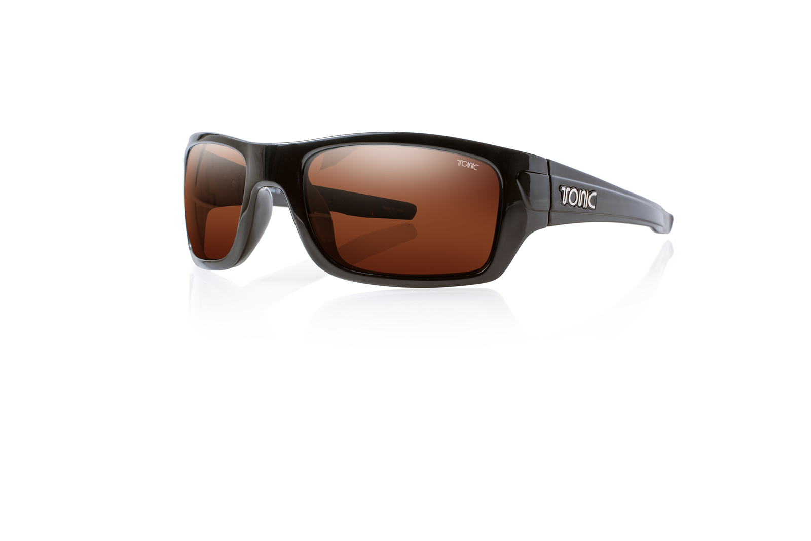 Tonic Eyeware Tonic Sunglasses Trakker Shiny Blk Glass Photochromic Copper G2 Slicelens